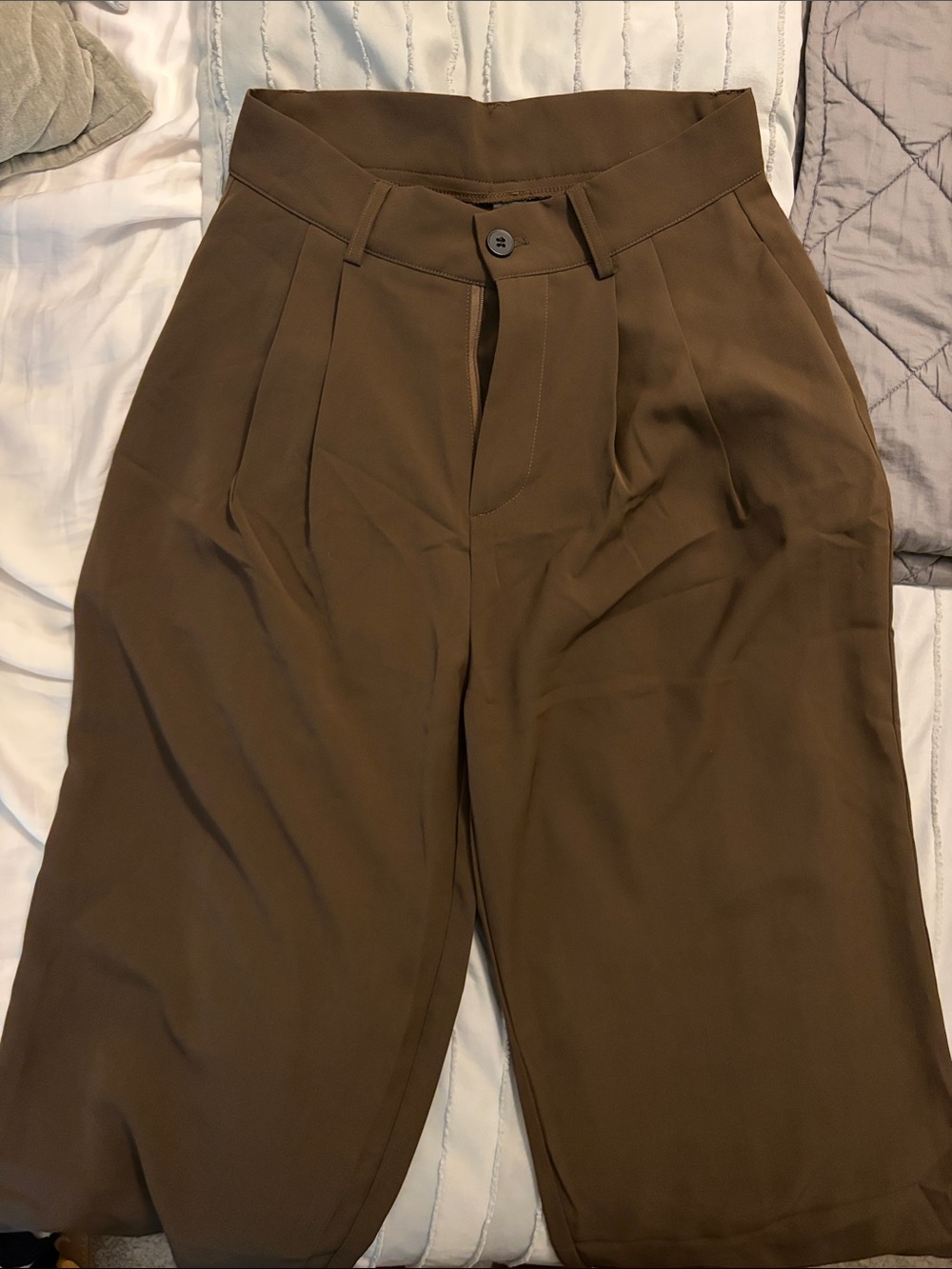Women’s Pleated Chino Pants in Brown